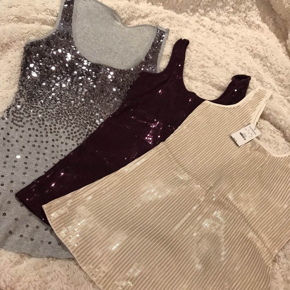 Express sequin tank tops